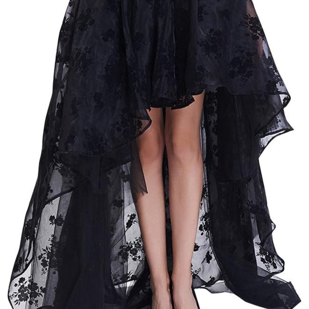Black Floral Tulle Skirt